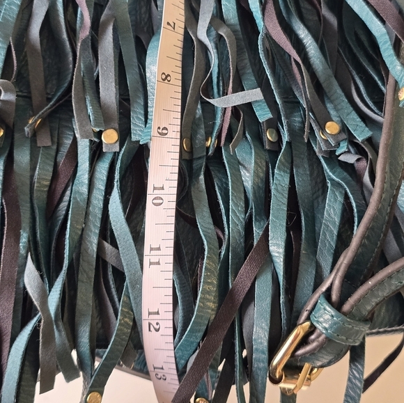 Le Miel Fringe Crossbody Bag Blue Women Cluch Detachable Strap Western Y2k New - Picture 14 of 16